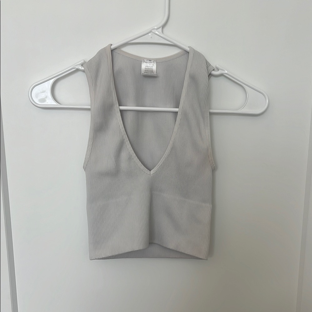 White Sleeveless V-Neck Top